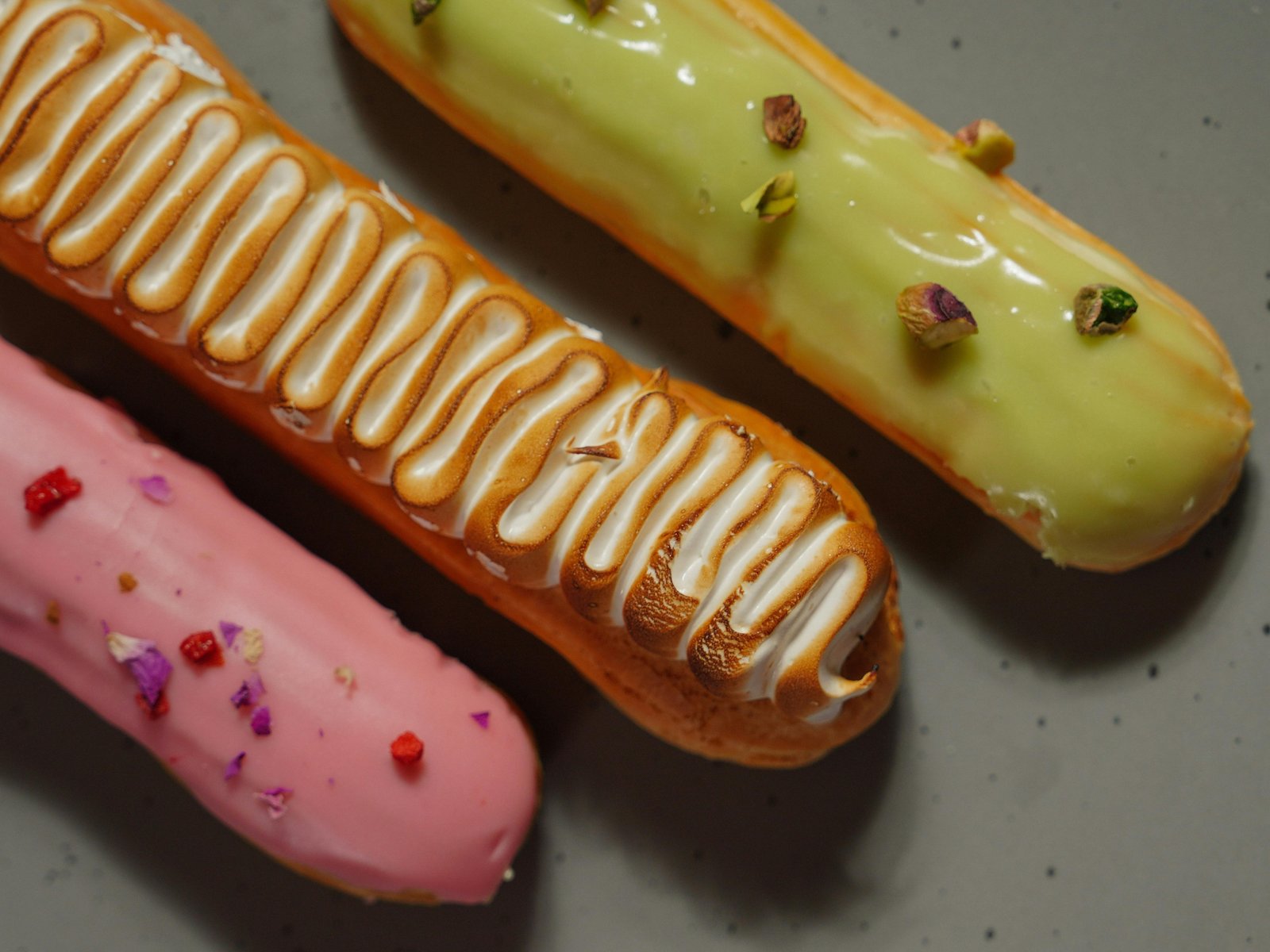 Pistachio & Rose Eclairs